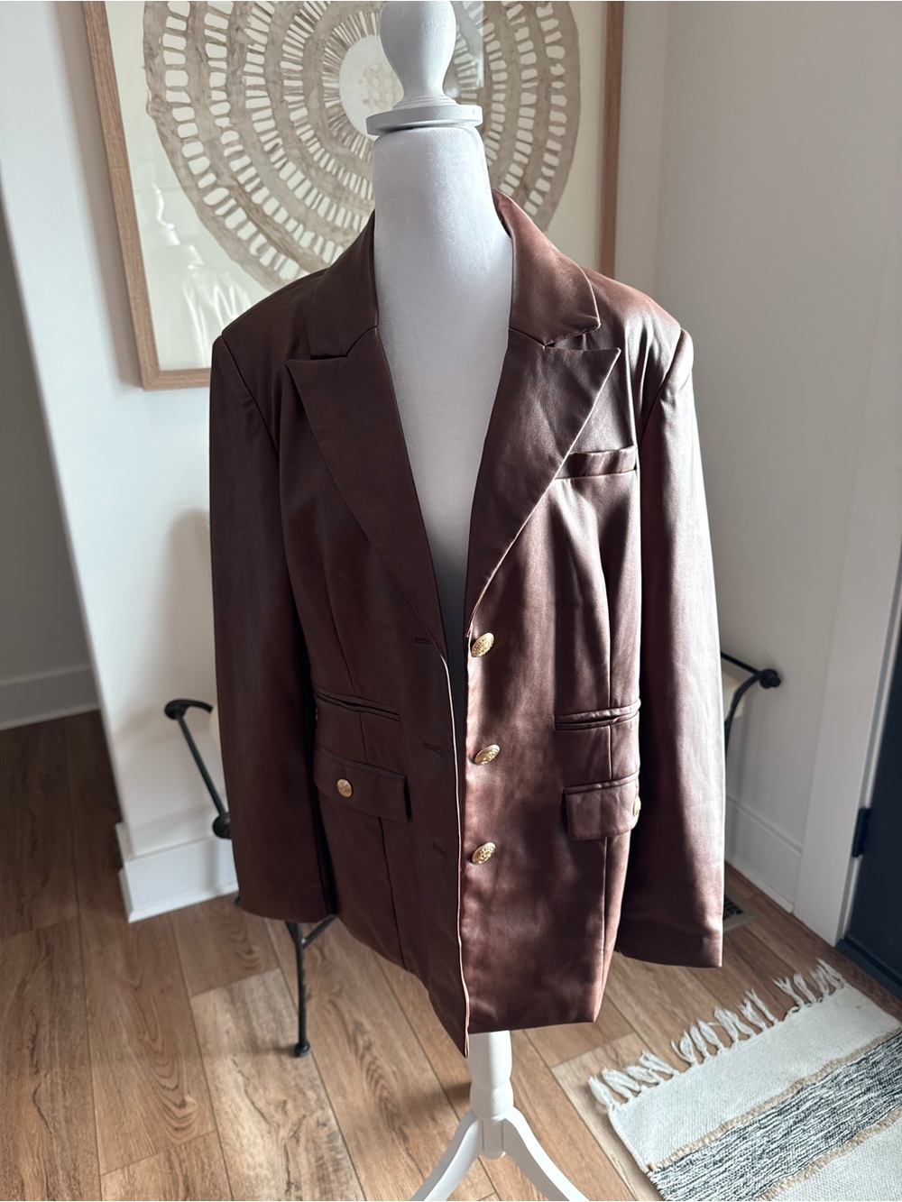 Purchased from Anthropologie 🧥Avec Les Filles Brown Faux Leather Jacket - Picture 3 of 5